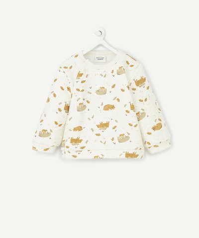 Essentials : 50% off 2nd item* family - BABIES' CREAM SWEATSHIRT IN RECYCLED FIBRES WITH ANIMAL MOTIFS