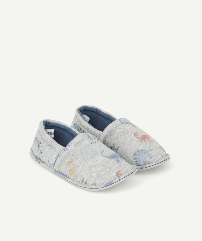 Shoes, booties radius - BOYS' GREY SLIPPERS WITH DINOSAUR PATTERNS