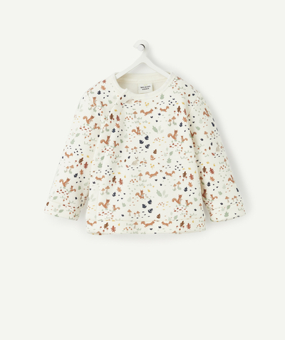 Sales radius - BABIES POPPER-FASTENED SWEATSHIRT IN RECYCLED FIBRES WITH A FOREST PRINT