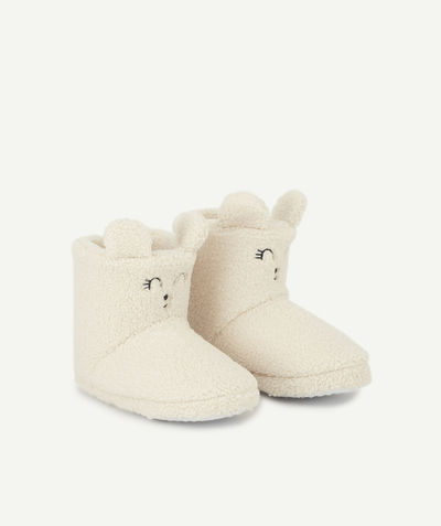 Shoes, booties radius - GIRLS' HIGH-TOP SLIPPERS IN CREAM BOUCLE