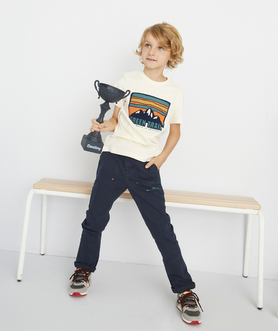 Private sales radius - BOYS' MILO NAVY BLUE STRAIGHT TROUSERS WITH POCKETS AND A BELT