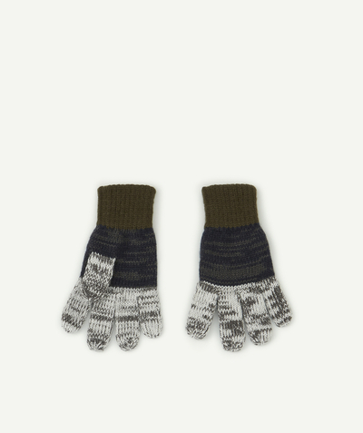 Boy radius - BOYS' KHAKI AND BLUE SPECKLED GLOVES IN RECYCLED FIBRES