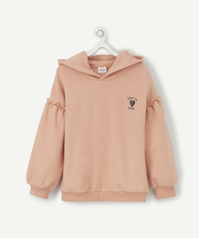 Sportswear radius - GIRLS' PALE PINK SWEATSHIRT WITH SPARKLING SPOTS AND FRILLY DETAILS