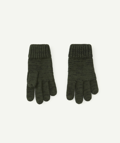 ECODESIGN radius - BOYS' KHAKI SPECKLED GLOVES IN WOOL AND RECYCLED FIBRES