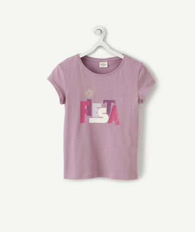 ECODESIGN radius - GIRLS' PURPLE T-SHIRT IN RECYCLED COTTON WITH A MESSAGE