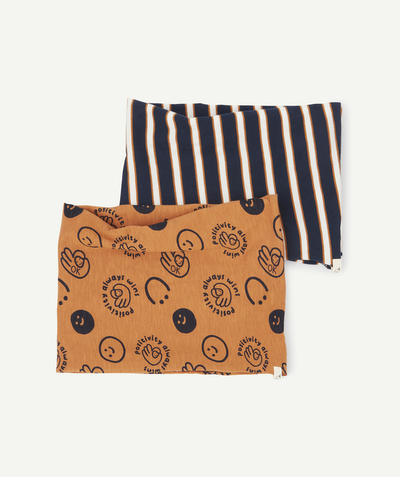 Accessories radius - SET OF TWO BOYS' SNOODS WITH STRIPES AND SMILEYS
