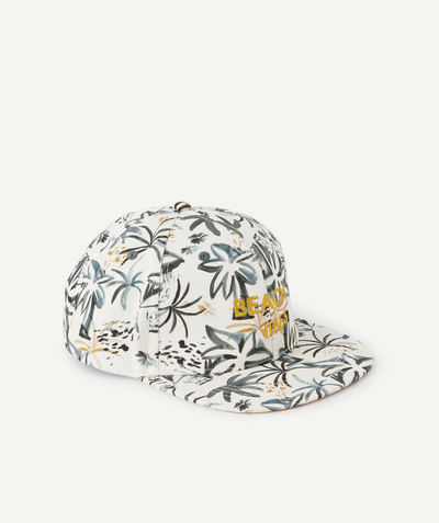 Hat, cap Tao Categories - BOYS' WHITE PRINTED COTTON CAP WITH A MESSAGE