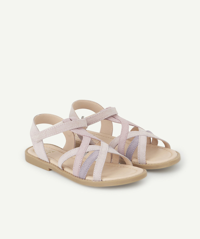 20% off ALL sandals* Tao Categories - GIRLS' PINK SANDALS WITH PINK AND PURPLE PLAITED STRAPS