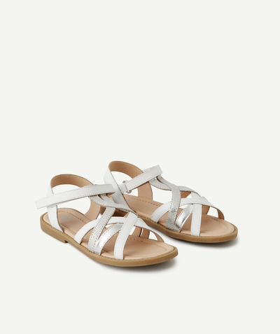 20% off ALL sandals* Tao Categories - GIRLS' WHITE SANDALS WITH PLAITED SILVER COLOR STRAPS