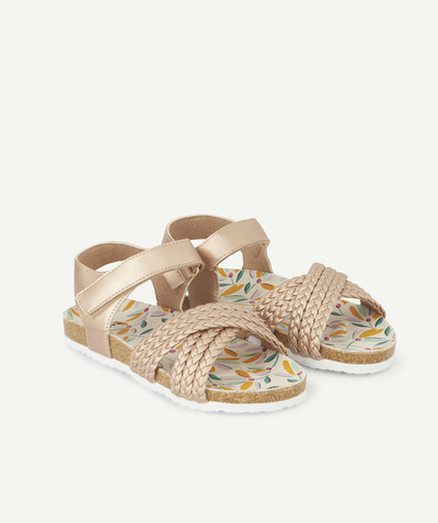 20% off ALL sandals* Tao Categories - GIRLS' PINK TWISTED SANDALS WITH HOOK AND LOOP FASTENERS