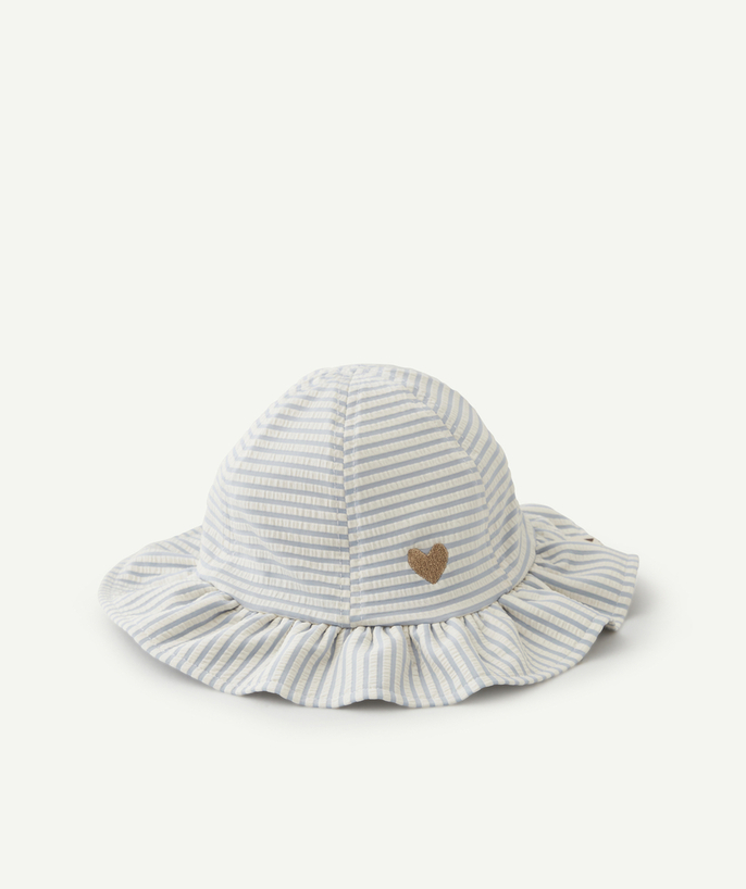 Accessories radius - BABY GIRLS' BLUE STRIPED BUCKET HAT MADE IN SWIMSUIT MATERIAL IN RECYCLED FIBRES