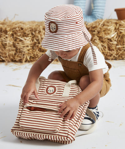 Bag Tao Categories - BABY BOYS' BACKPACK WITH CREAM AND BROWN STRIPES