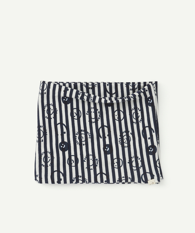Back to school accessories radius - BABY BOYS' NAVY BLUE AND WHITE STRIPED COTTON SNOOD