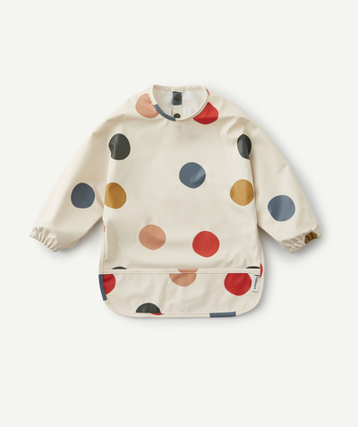 Meals Tao Categories - BABIES' WATERPROOF APRON BIB IN CREAM WITH COLOURED CIRCLES