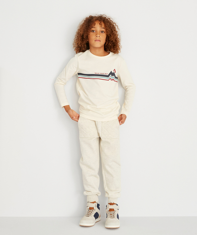 Nice and warm radius - BOYS' LIGHT GREY JOGGING PANTS IN RECYCLED FIBRES