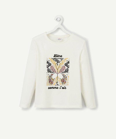 T-shirt Rayon - T-SHIRT BLANC LIBRE COMME L'AIR EN COTON BIOLOGIQUE FILLE