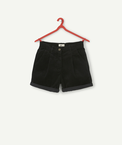 Shorts - Skirt Sub radius in - GIRLS' BLACK VELVET SHORTS