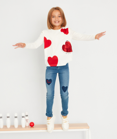 De volledige collectie Afdeling,Afdeling - GIRLS' LOUISE BLUE SKINNY JEANS WITH A BELT AND HEART EFFECTS