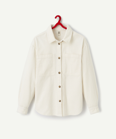 Party outfits Tao Categories - GIRLS' CREAM CORDUROY SHIRT