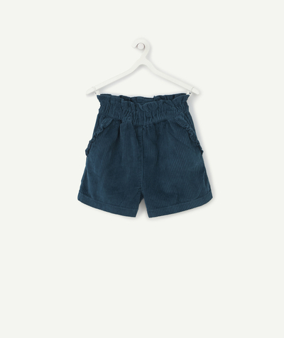 Nice and warm radius - GIRLS' CORDUROY SHORTS IN DUCK EGG BLUE WITH POCKETS
