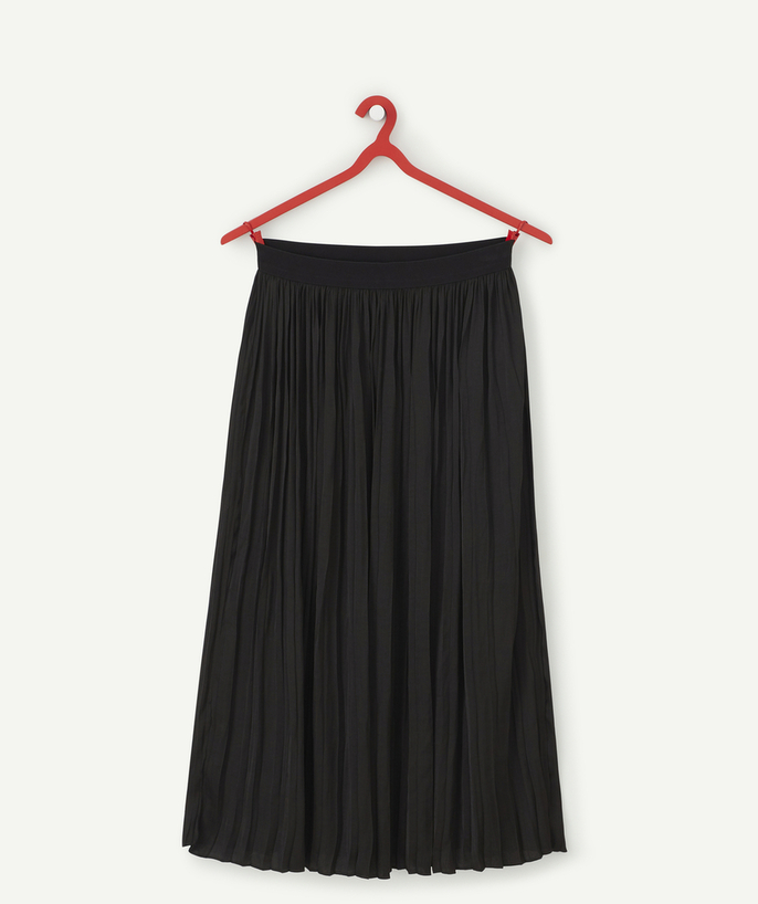 Shorts - Skirt Sub radius in - GIRLS' LONG BLACK PLEATED SKIRT