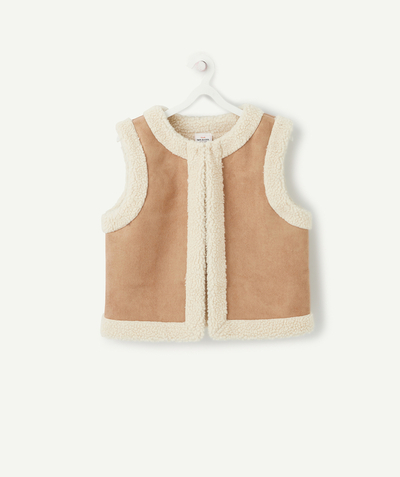 IT'S A PARTY! radius - GIRLS' SLEEVELESS FAUX LEATHER AND BOUCLE JACKET