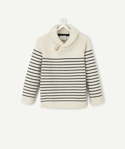 Baby Tao Categories - BABY BOYS' STRIPED KNIT JUMPER WITH A HIGH NECK