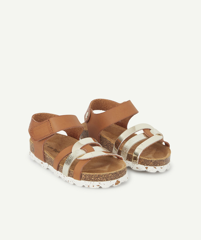 Girl radius - LES TROPEZIENNES® - GIRLS' CAMEL AND GOLD SANDALS