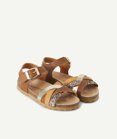 Sandals, ballerina, mocassins Tao Categories - CAMEL SANDALS WITH COLOURFUL AND SPARKLING STRAPS