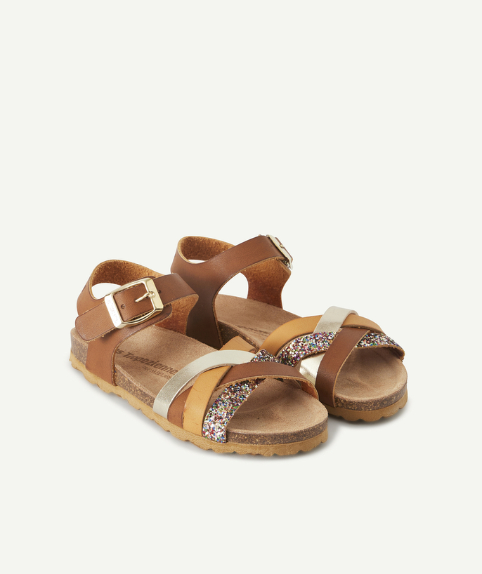 TROPEZIENNES  ® radius - CAMEL SANDALS WITH COLOURFUL AND SPARKLING STRAPS