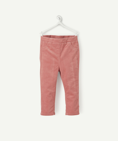 Trousers radius - BABY GIRLS' PINK VELVET TREGGINGS
