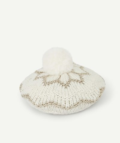 ECODESIGN radius - GIRLS' BERET WITH SEQUINS AND POMPOMS IN RECYCLED FIBRES