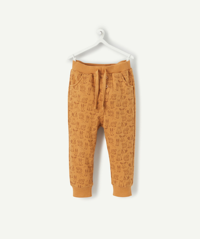 Trousers radius - BABY BOYS' OCHRE JOGGING PANTS WITH ANIMAL PRINTS