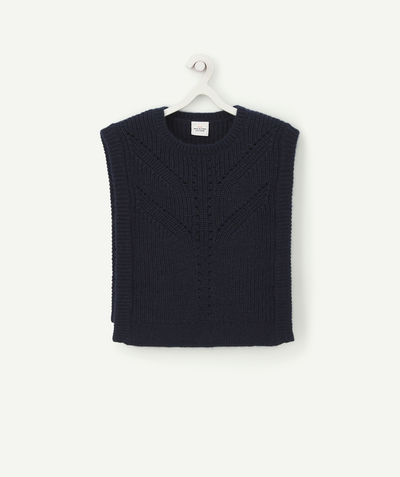 Outlet radius - GIRLS' NAVY BLUE AND SPARKLING SLEEVELESS KNITTED JUMPER