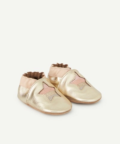 ROBEEZ ® radius - GOLD AND PINK LEATHER SLIPPERS WITH STARS