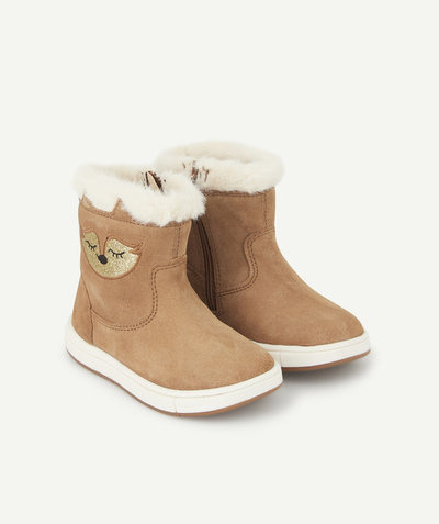 Baby-girl radius - BROWN LEATHER BOOTS WITH IMITATION FUR