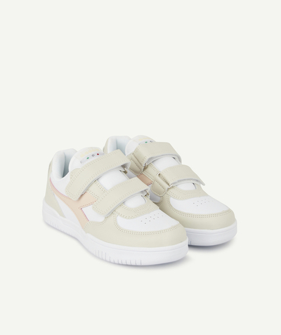 Back to school collection radius - CHILDREN'S LOW-TOP TRAINERS IN BEIGE AND PINK WITH SCRATCH FASTENING