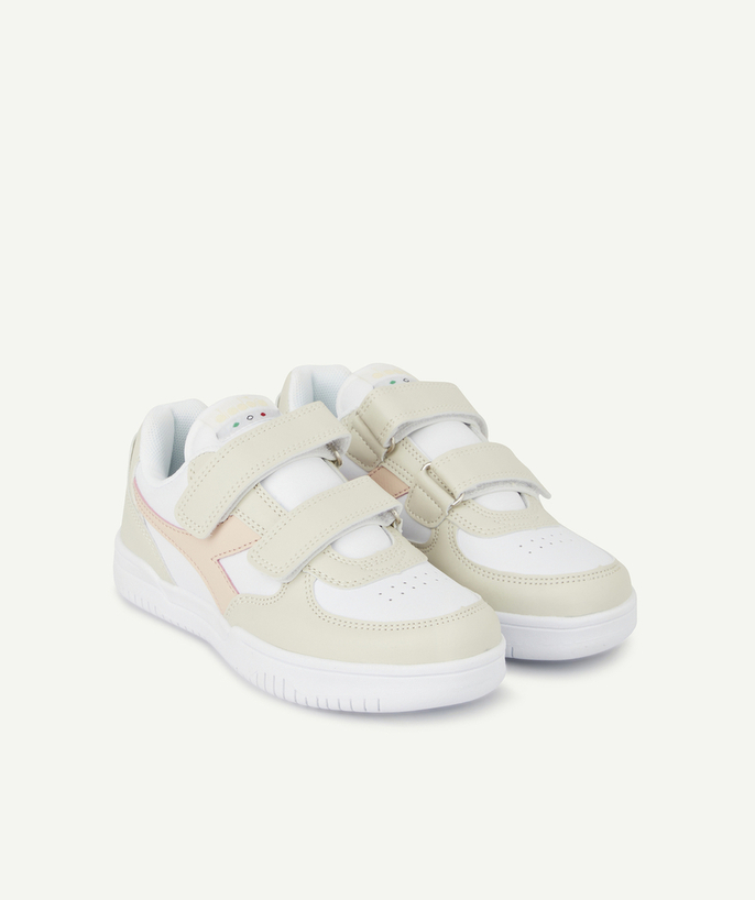 Private sales radius - CHILDREN'S LOW-TOP TRAINERS IN BEIGE AND PINK WITH SCRATCH FASTENING