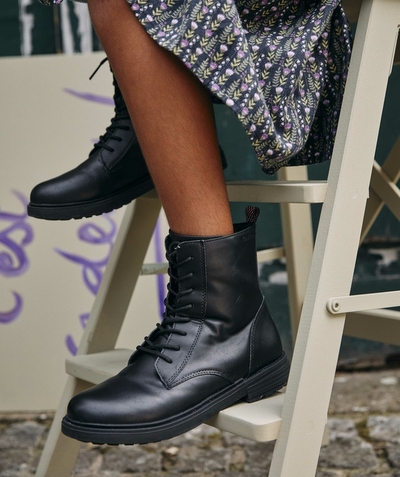 Girl radius - GIRLS' BLACK ANKLE BOOTS WITH LACES