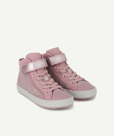 Back to school collection radius - GIRLS' PINK HIGH-TOP TRAINERS WITH SPARKLING STARS