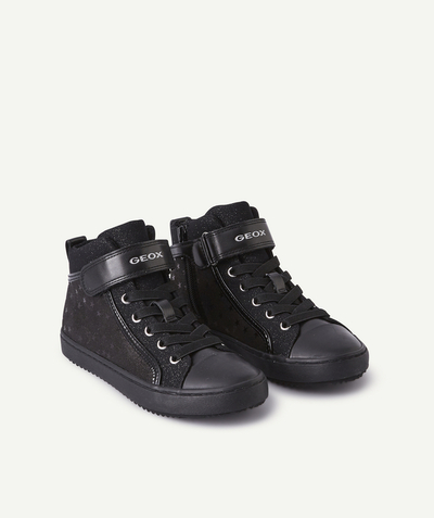 GEOX ® radius - SHINY BLACK HIGH-TOP TRAINERS WITH STARRY FABRIC