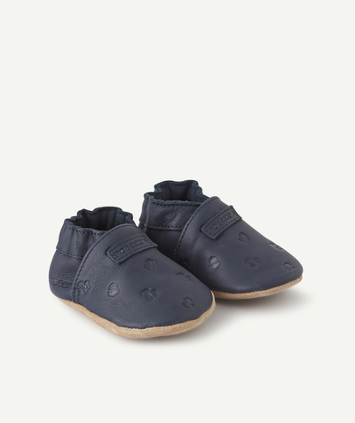 Shoes, booties radius - BABIES' NAVY BLUE LEATHER BOOTIES WITH MUSHROOMS