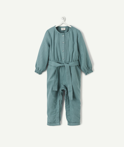 Private sales radius - BLUE-GREEN LONG-SLEEVED JUMPSUIT WITH TRIM
