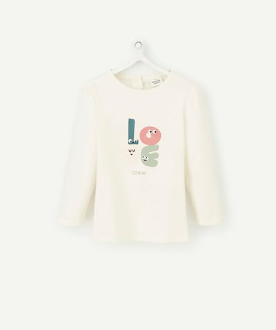 Back to school collection radius - BABY GIRLS' WHITE T-SHIRT IN ORGANIC COTTON WITH A MESSAGE