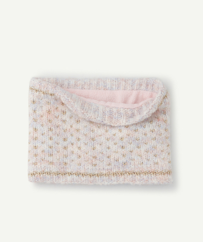 Girl radius - GIRLS' PINK AND PALE PURPLE KNITTED SNOOD WITH GOLDEN DETAILS
