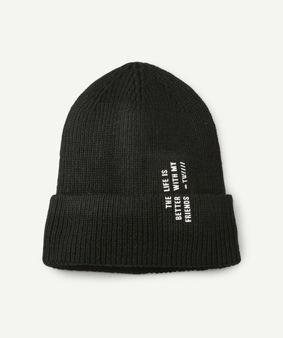 Teens Tao Categories - KNITTED HAT IN RECYCLED FIBRES WITH A FLOCKED MESSAGE
