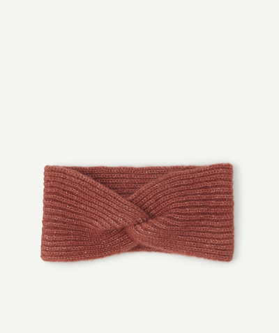 Ado FIlle Tao Categories - GIRLS' DARK RED CABLE KNIT HAIRBAND