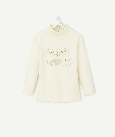 Private sales radius - BABY GIRLS' WHITE COTTON TURTLENECK TOP WITH A SEQUINNED MESSAGE