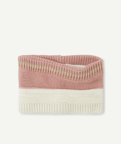 KNITWEAR ACCESSORIES Tao Categories - BABY GIRLS' PINK SEQUINNED SNOOD IN RECYCLED FIBRES
