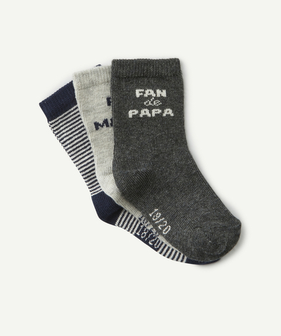 Fête des parents Tao Categories - THREE PAIRS OF BABY BOYS' FAN OF MUM AND DAD SOCKS